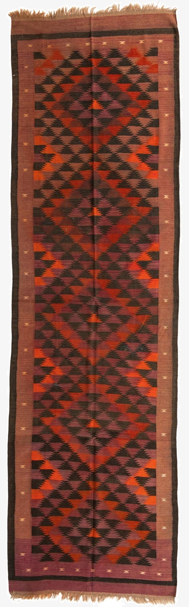  4' 4 x 15'  Hand Woven Kilim Maymana Wool Runner Rug
