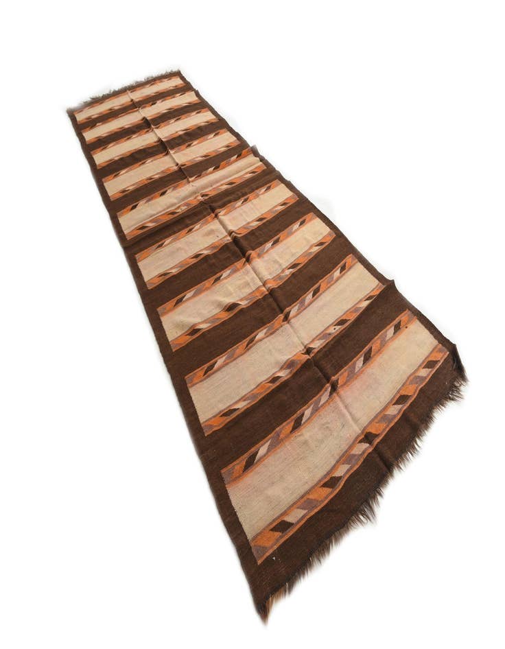 Detail image of  4' 7 x 13' 1  Hand Woven Kilim Modern Wool Runner Rug