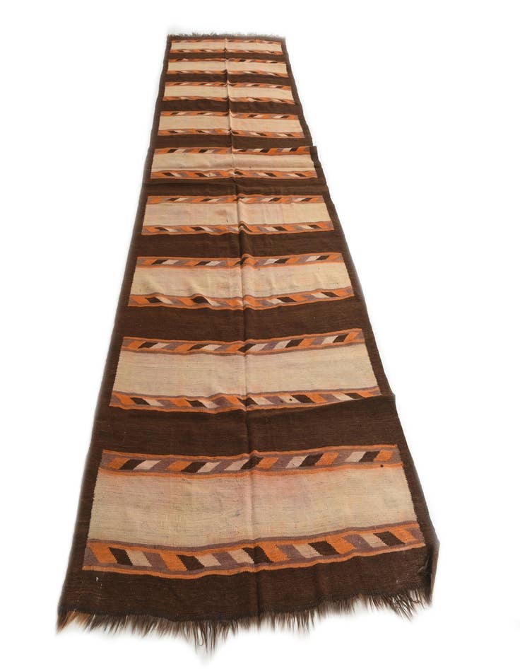 Detail image of  4' 7 x 13' 1  Hand Woven Kilim Modern Wool Runner Rug