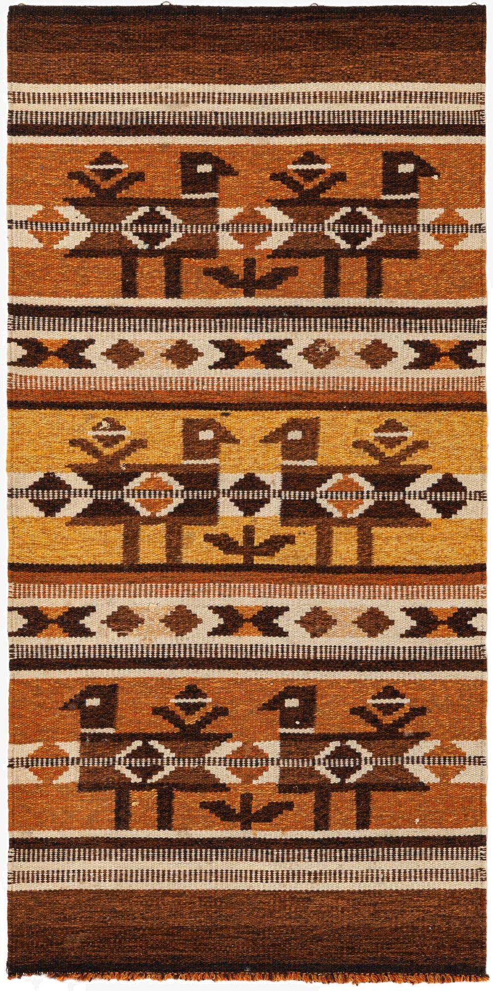  1' 11 x 3' 10  Hand Woven Kilim Wool Runner Rug