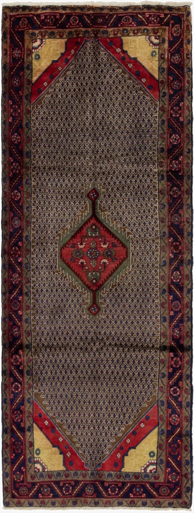  3' 5 x 9' 8  Hand Knotted Koliaei Persian Wool Runner Rug