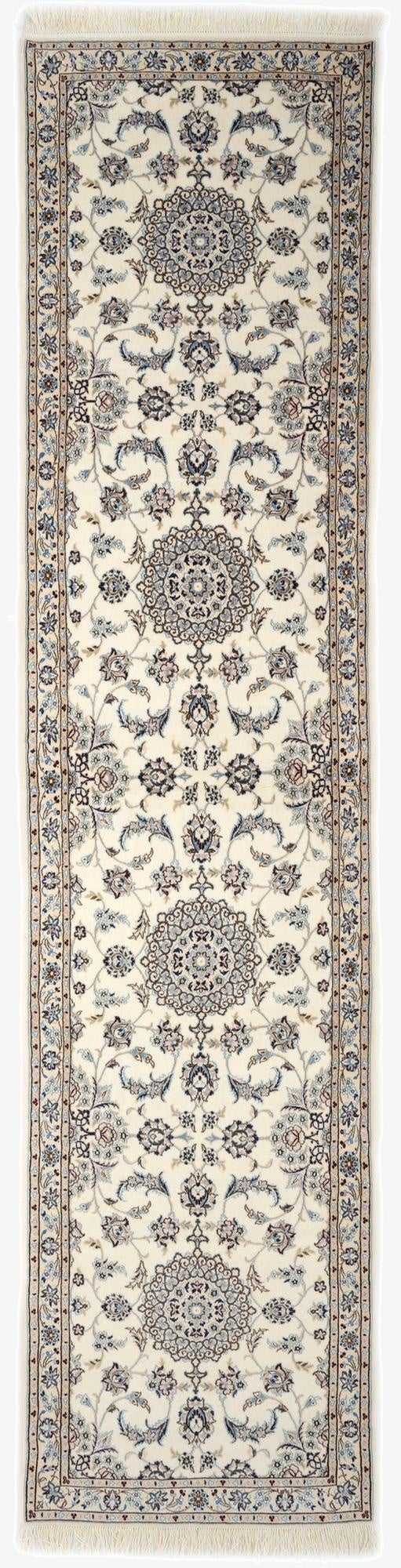  3' 3 x 13' 9  Hand Knotted Nain Persian Wool Runner Rug