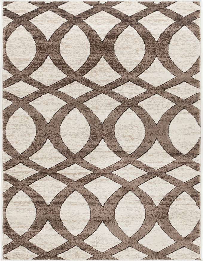 A 6 ft runner rug with a brown trellis pattern over a textured tan background, ideal for a hallway.