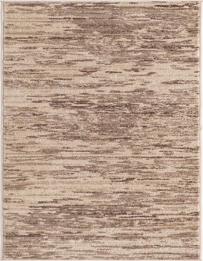 A 6 ft runner rug from the Oasis collection, featuring an abstract pattern in varying shades of brown and tan, ideal for a hallway.