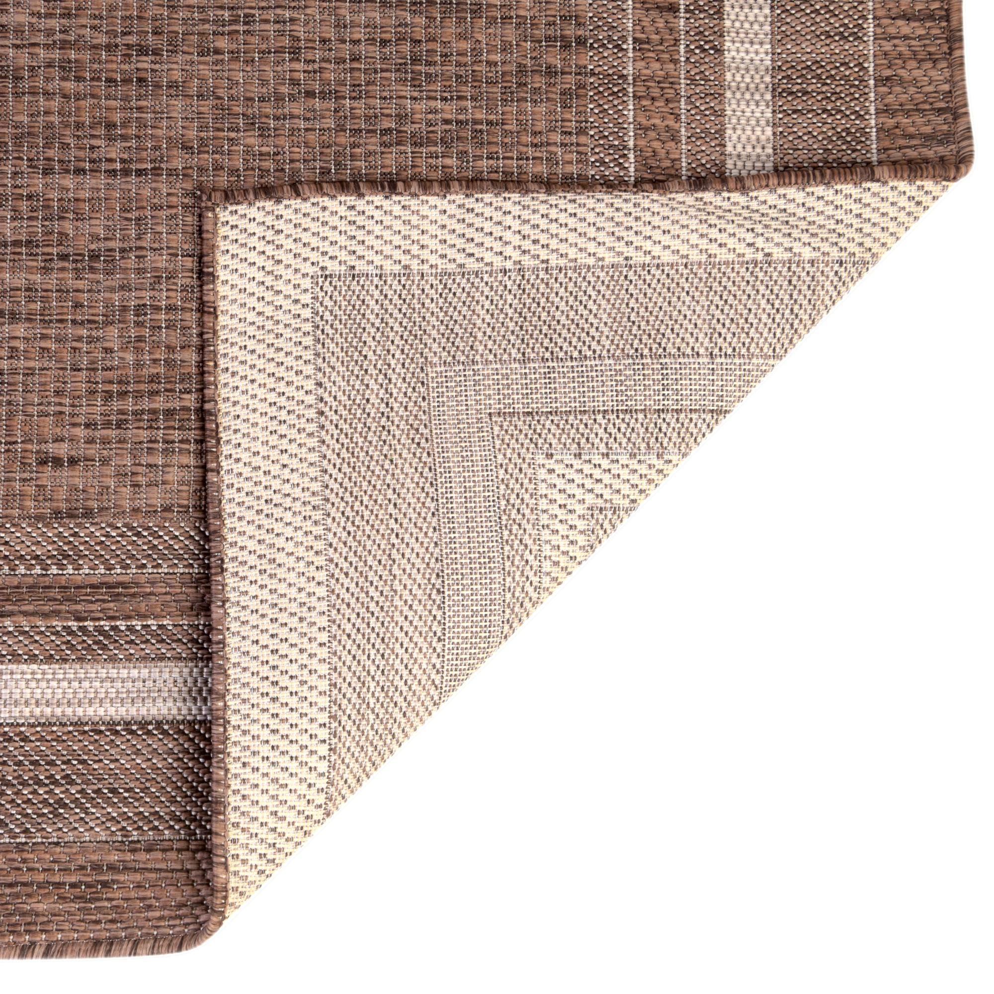 Brown 2' 7 x 10' Border Indoor / Outdoor Runner Rug | Rugs.com