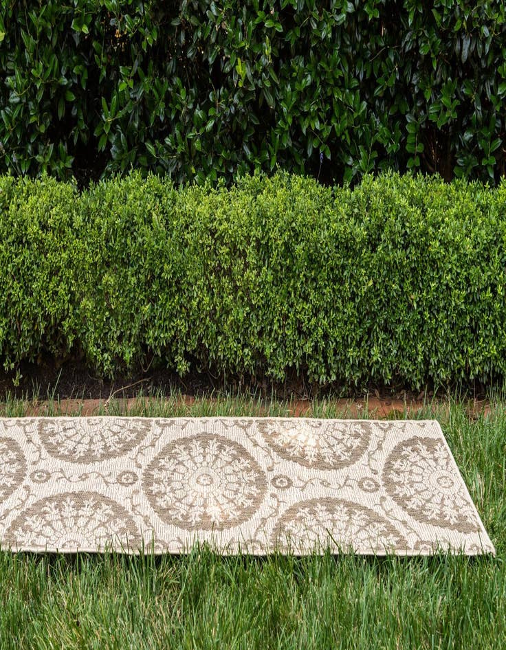 Detail image of  2' 2 x 6'  Washable Botanical Indoor / Outdoor Runner Rug