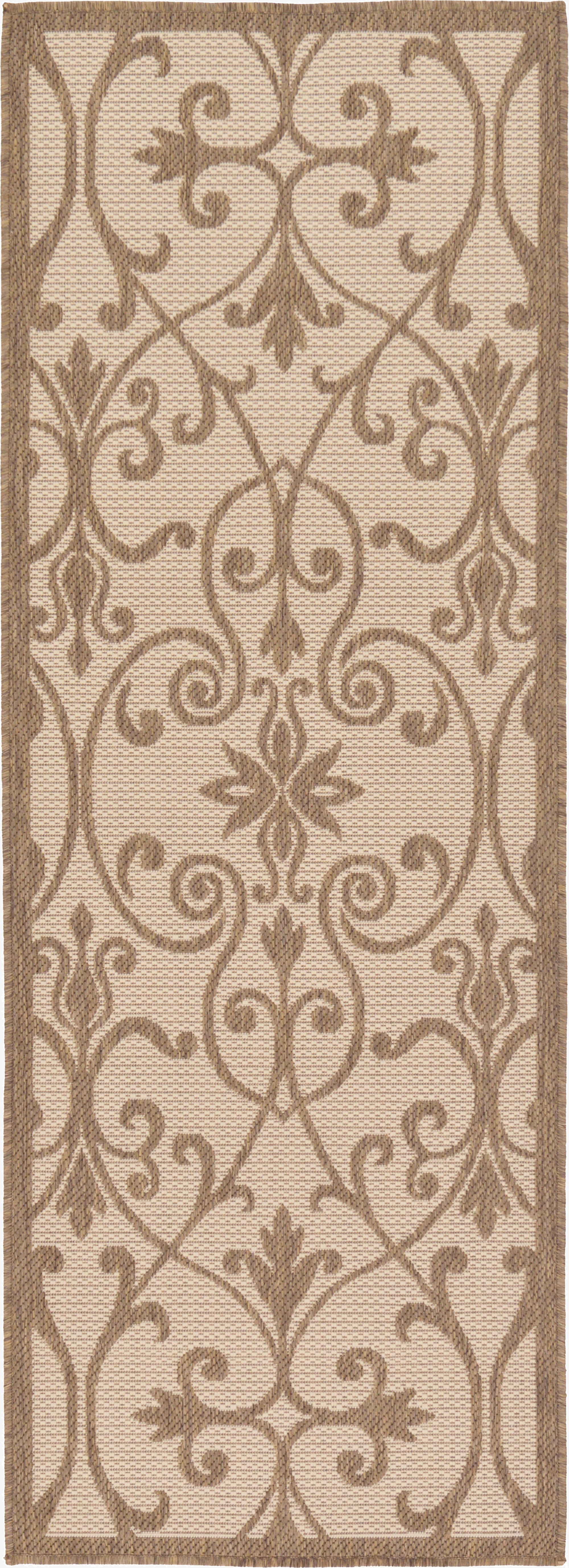  2' 2 x 6'  Washable Botanical Indoor / Outdoor Runner Rug