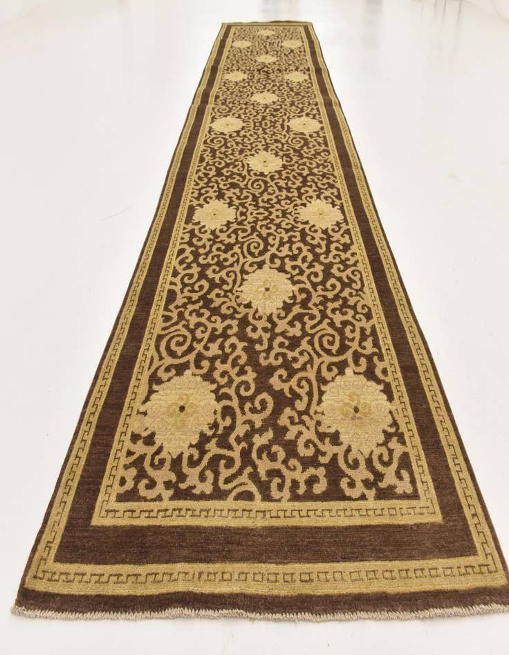 Detail image of  4' x 15'  Hand Knotted Peshawar Ziegler Runner Rug