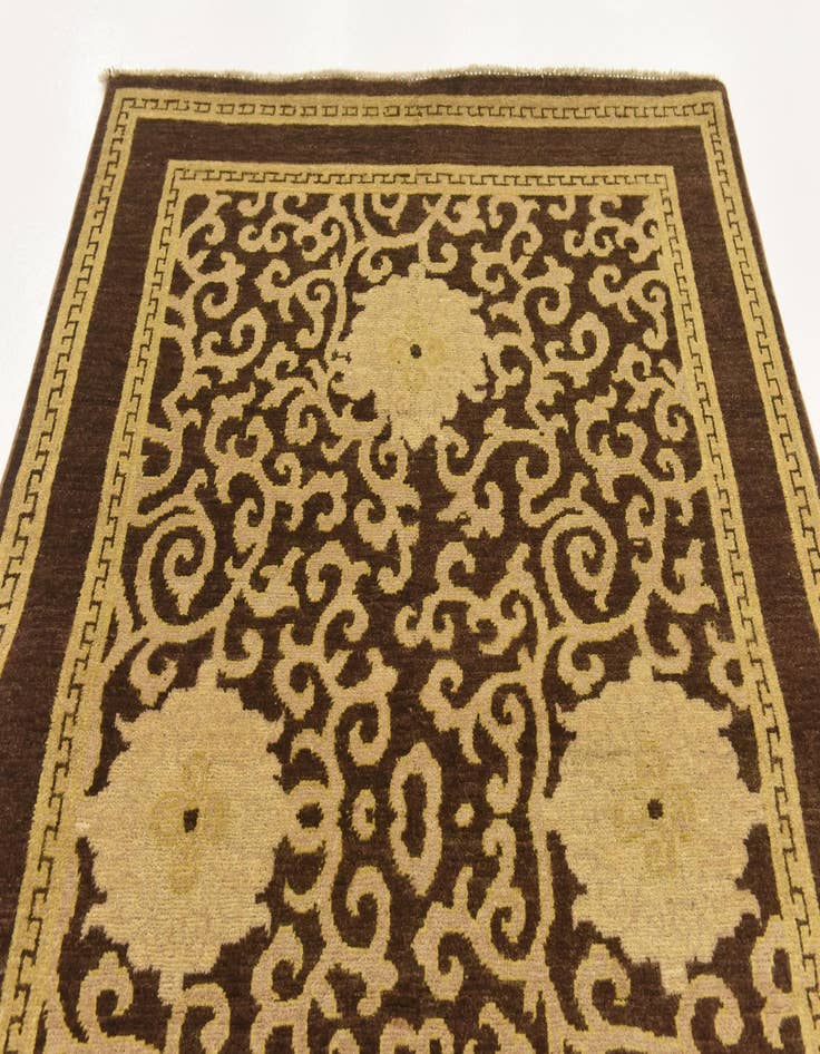 Detail image of  4' x 15'  Hand Knotted Peshawar Ziegler Runner Rug