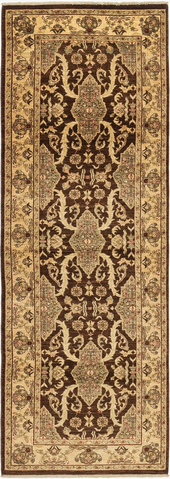  3' 3 x 9' 7  Hand Knotted Peshawar Ziegler Runner Rug