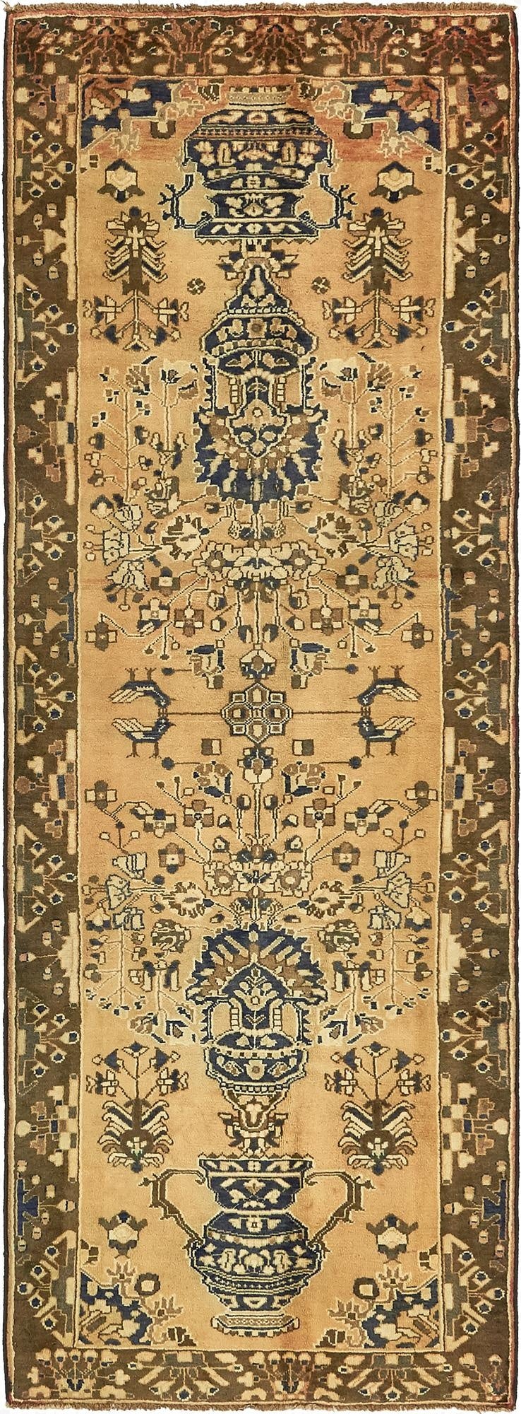  3' 5 x 9' 6  Hand Knotted Saveh Persian Wool Runner Rug