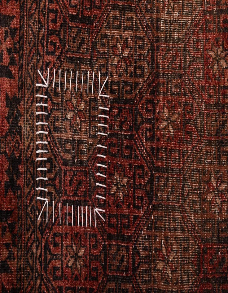 Detail image of  2' 4 x 4' 9  Hand Knotted Ultra Vintage Persian Wool Runner Rug