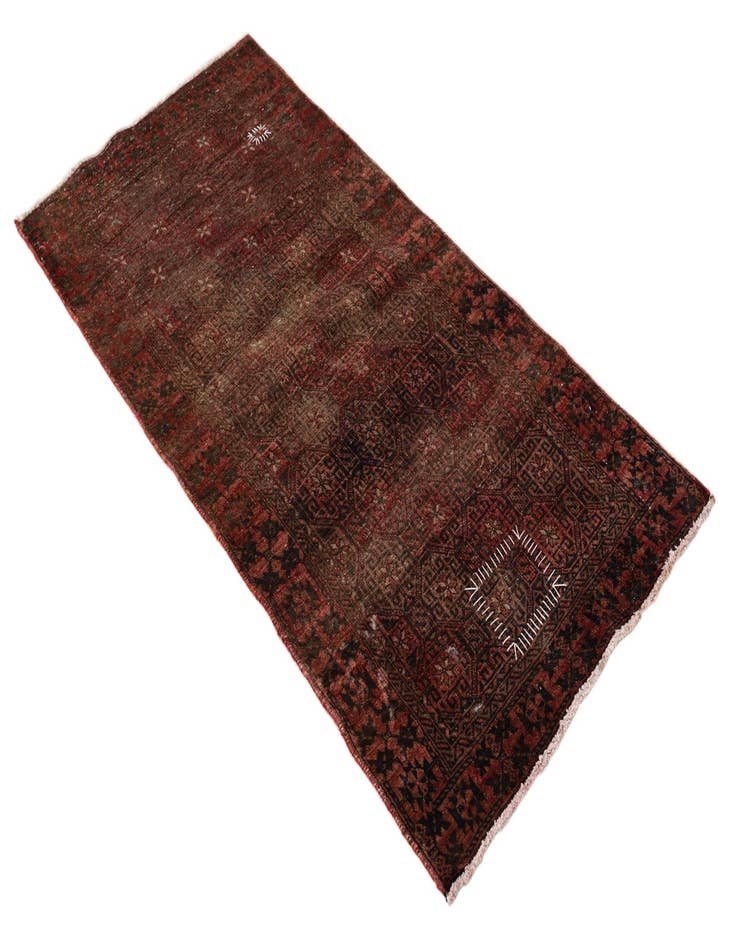 Detail image of  2' 4 x 4' 9  Hand Knotted Ultra Vintage Persian Wool Runner Rug