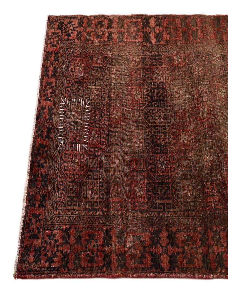 Detail image of  2' 4 x 4' 9  Hand Knotted Ultra Vintage Persian Wool Runner Rug