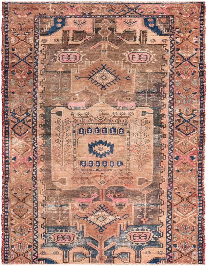  4' 3 x 9'  Hand Knotted Ultra Vintage Persian W...