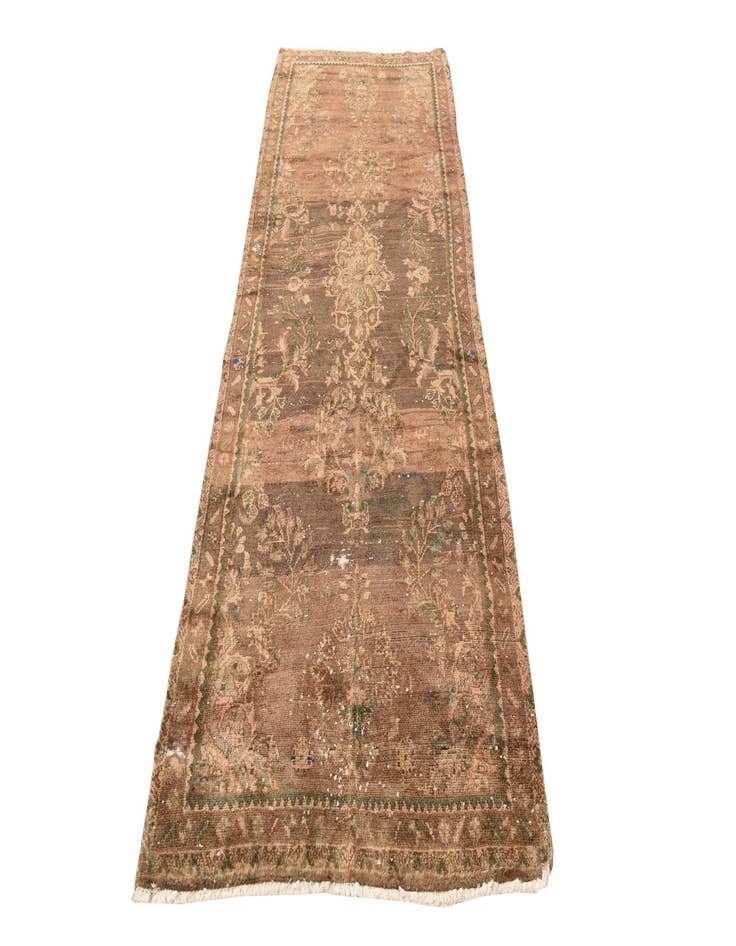 Detail image of  3' 4 x 10'  Hand Knotted Ultra Vintage Persian Wool Runner Rug