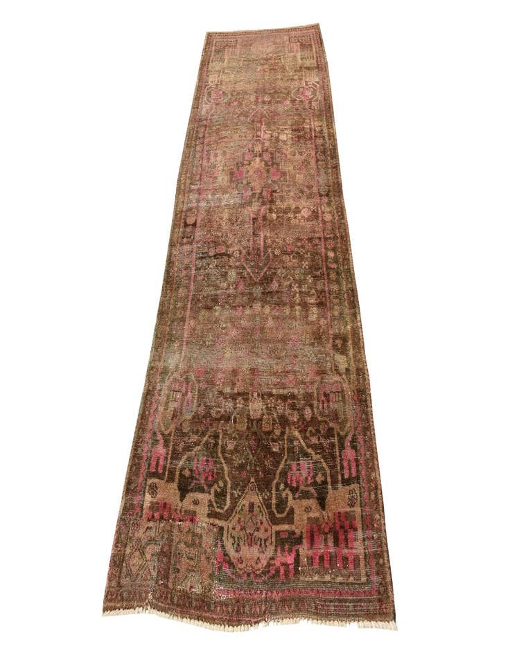 Detail image of  3' 5 x 9' 6  Hand Knotted Ultra Vintage Persian Wool Runner Rug