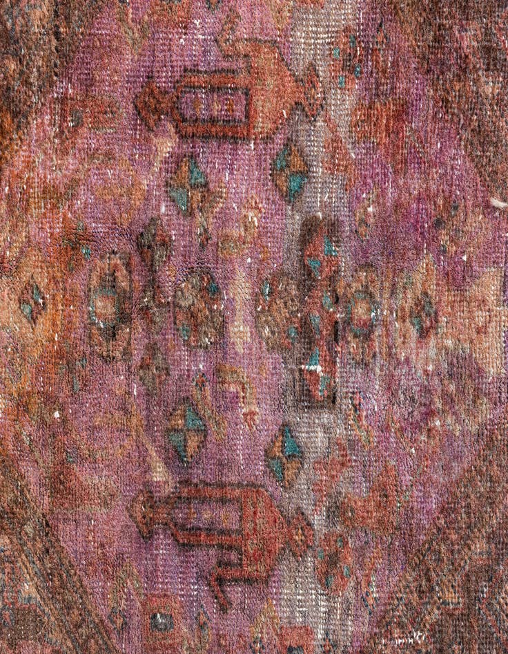 Detail image of  4' 6 x 12' 7  Hand Knotted Ultra Vintage Persian Wool Runner Rug