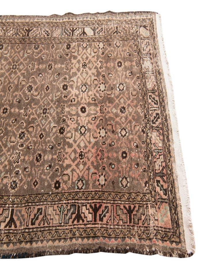 Detail image of  4' x 10' 7  Hand Knotted Ultra Vintage Persian Wool Runner Rug