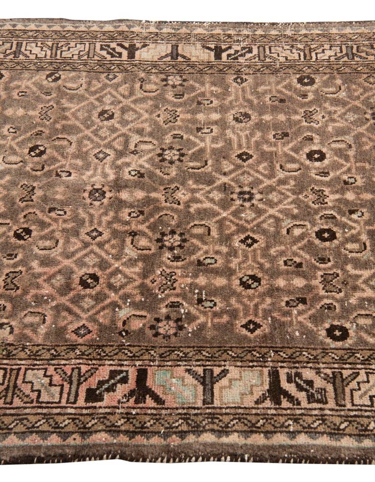 Detail image of  4' x 10' 7  Hand Knotted Ultra Vintage Persian Wool Runner Rug