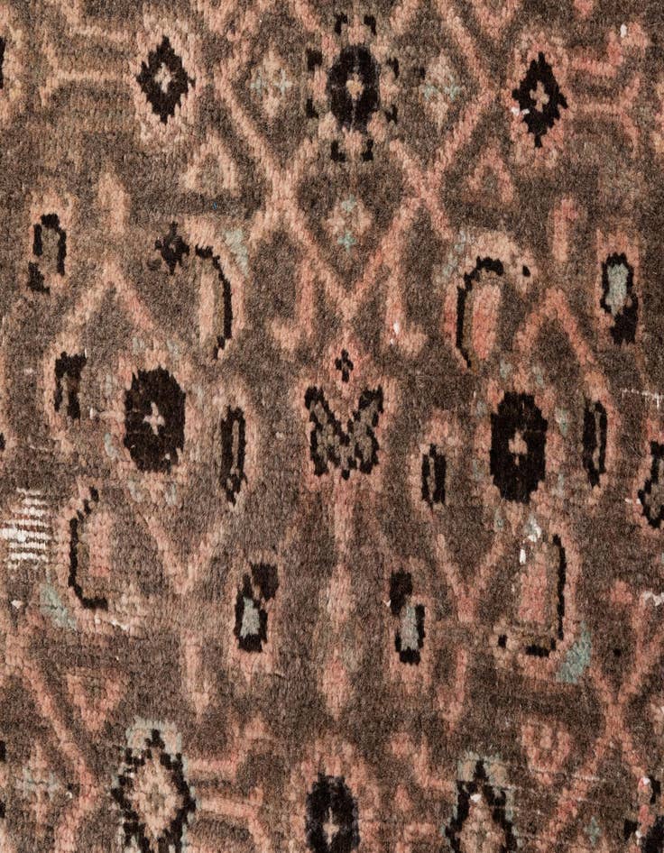 Detail image of  4' x 10' 7  Hand Knotted Ultra Vintage Persian Wool Runner Rug