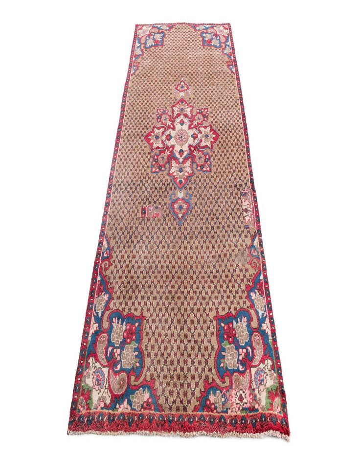 Detail image of  4' x 9'  Hand Knotted Ultra Vintage Persian Wool Runner Rug