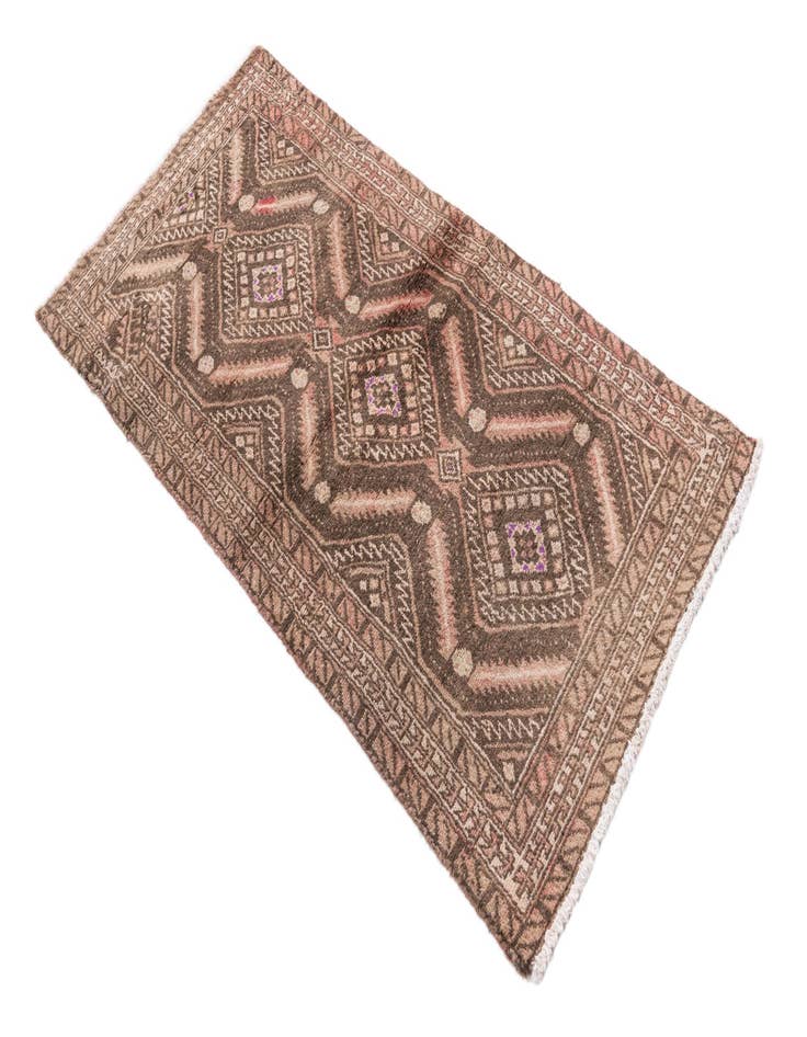 Detail image of  2' 6 x 5' 1  Hand Knotted Ultra Vintage Persian Wool Runner Rug