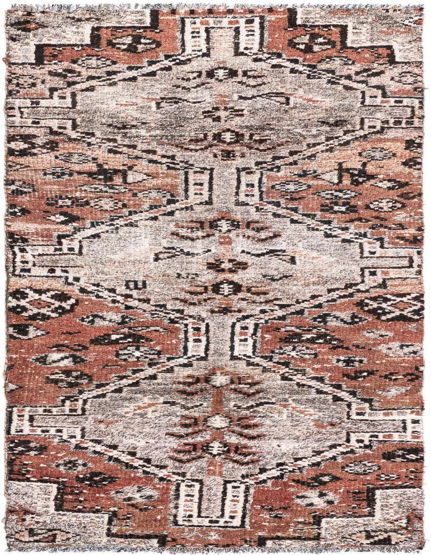 A 7 ft runner rug in a distressed Persian pattern with shades of brown, tan, and black, perfect for a hallway.