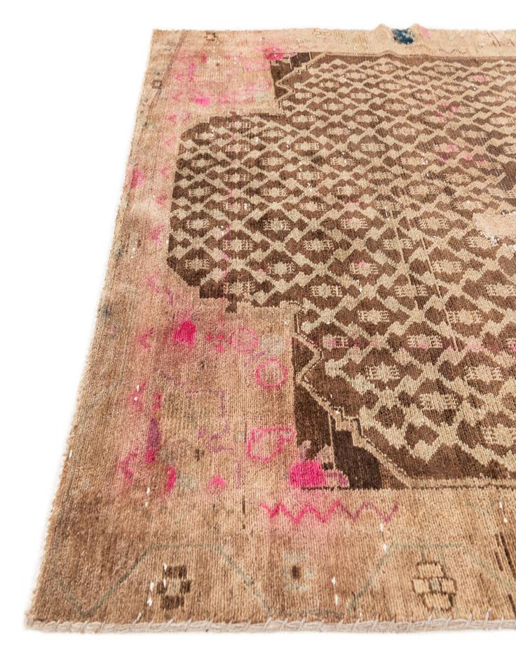 Detail image of  4' 6 x 9' 2  Hand Knotted Ultra Vintage Persian Wool Runner Rug
