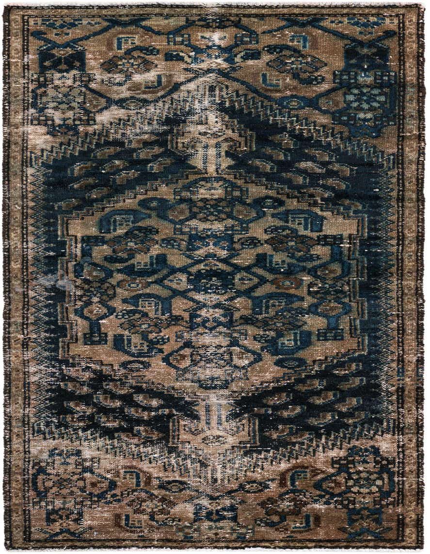 A 6 ft runner rug featuring a distressed Persian medallion pattern in shades of brown, tan, and dark blue.
