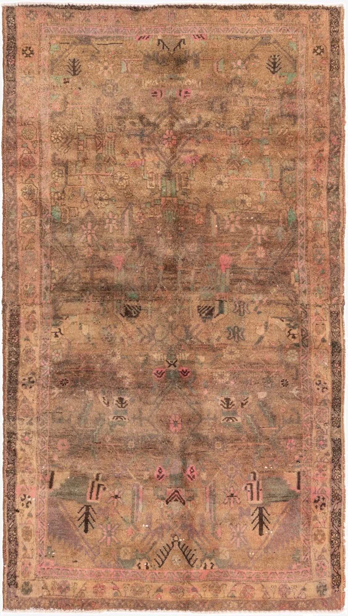  4' x 7'  Hand Knotted Ultra Vintage Persian Wool Runner Rug