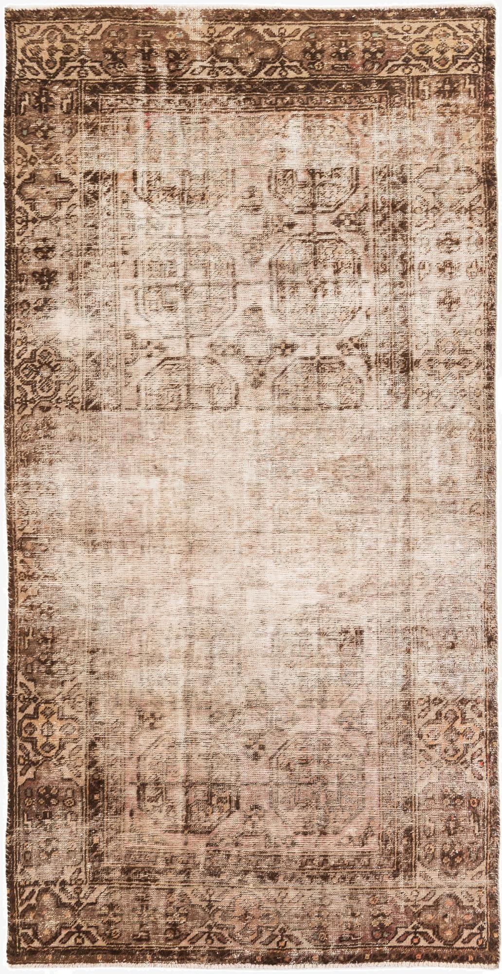  4' 9 x 9' 7  Hand Knotted Ultra Vintage Persian Wool Runner Rug