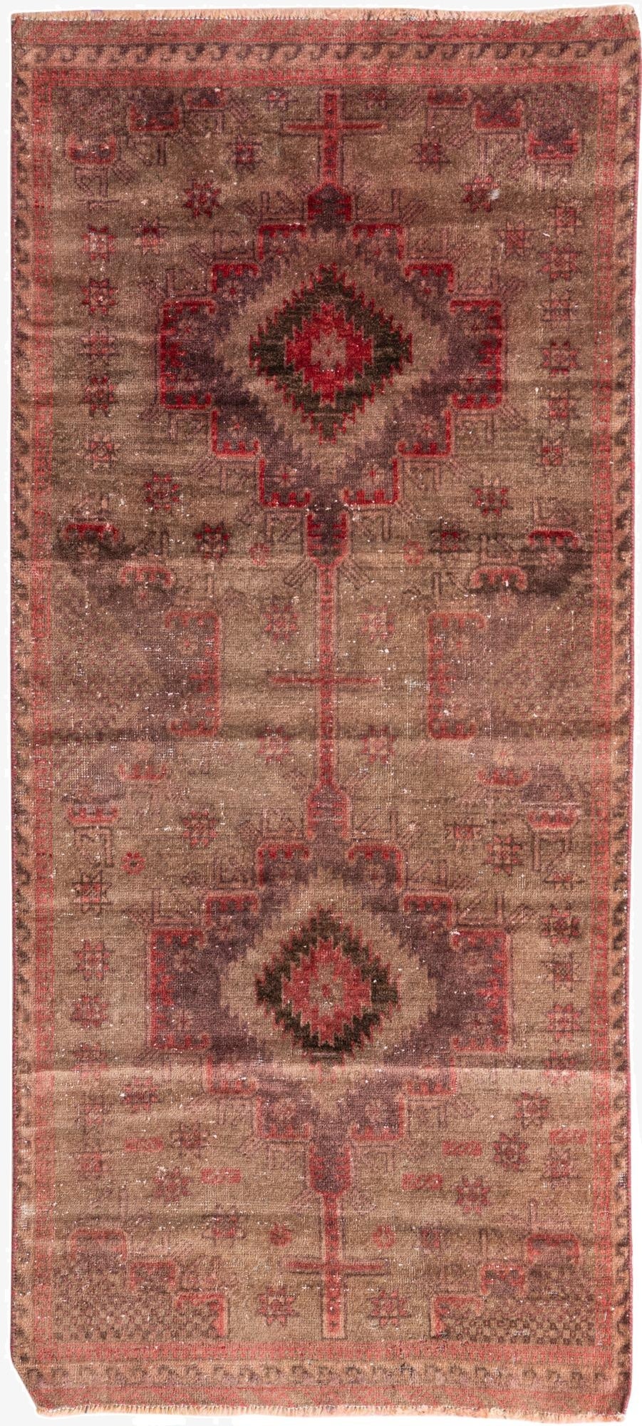  2' 8 x 6' 1  Hand Knotted Ultra Vintage Persian Wool Runner Rug