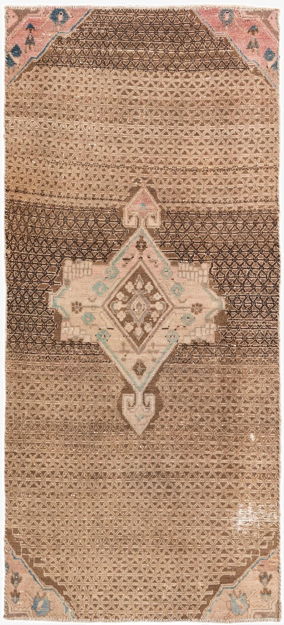  3' 2 x 7' 5  Hand Knotted Ultra Vintage Persian Wool Runner Rug