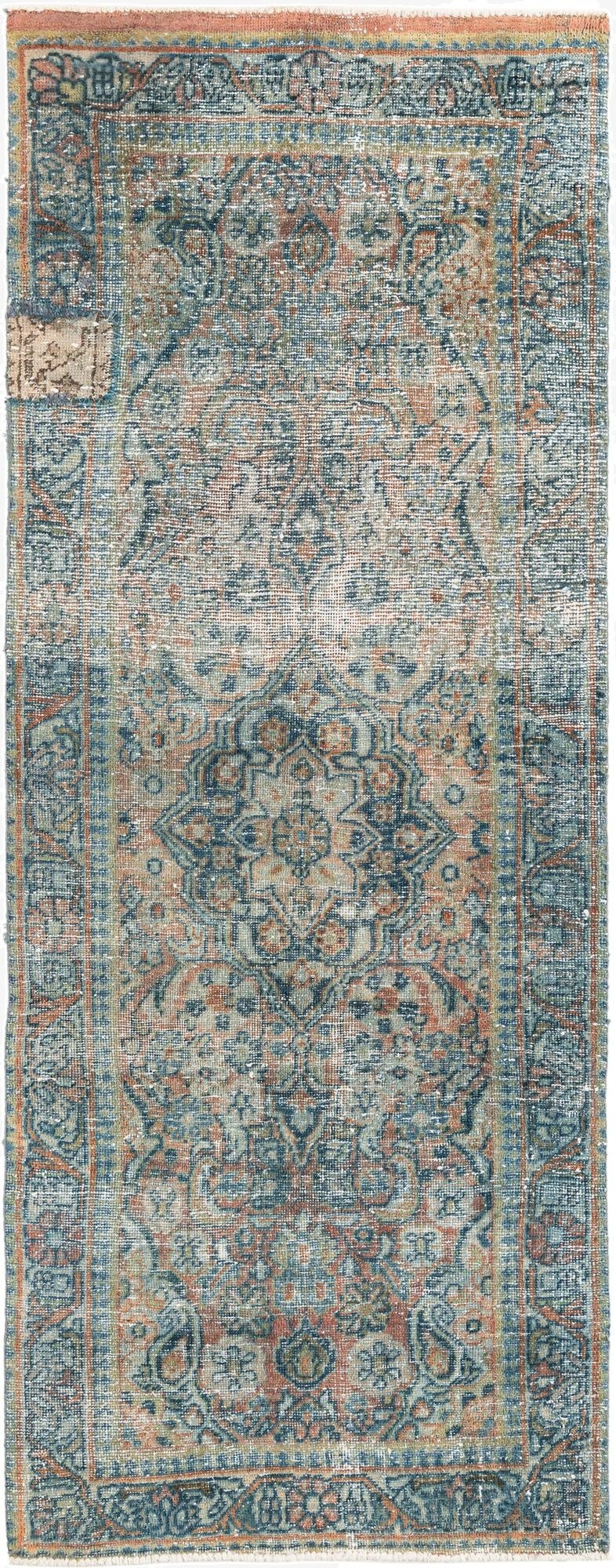  3' 1 x 8' 1  Hand Knotted Ultra Vintage Persian Wool Runner Rug