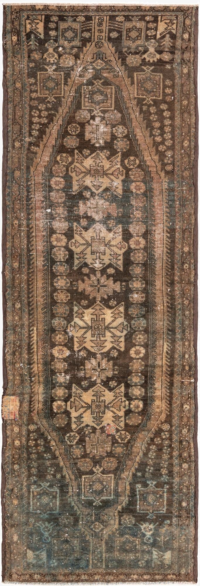  3' 4 x 10'  Hand Knotted Ultra Vintage Persian Wool Runner Rug