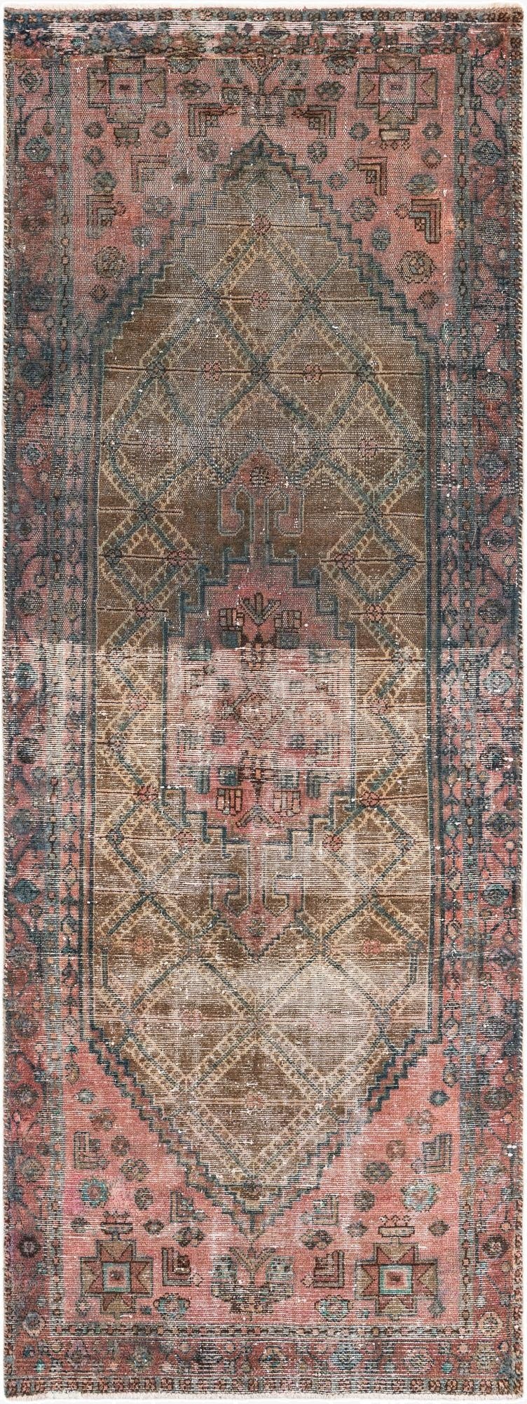  3' 5 x 9' 9  Hand Knotted Ultra Vintage Persian Wool Runner Rug
