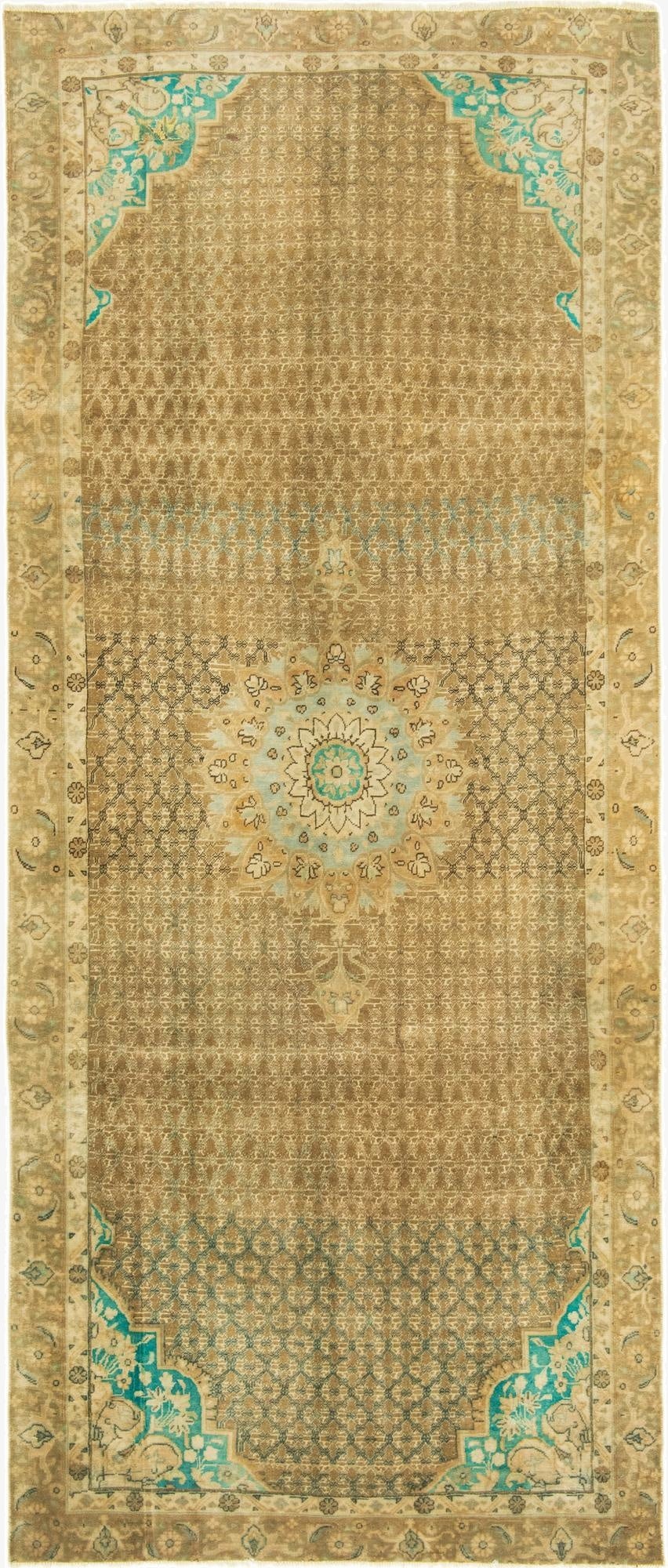  4' 4 x 10' 8  Hand Knotted Ultra Vintage Persian Wool Runner Rug