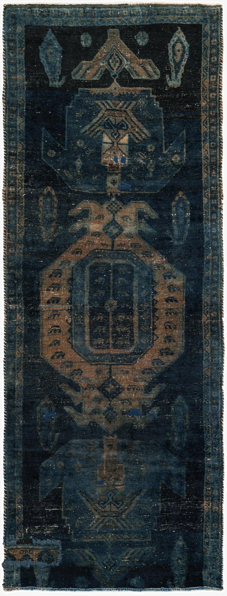  3' 5 x 9'  Hand Knotted Ultra Vintage Persian Wool Runner Rug