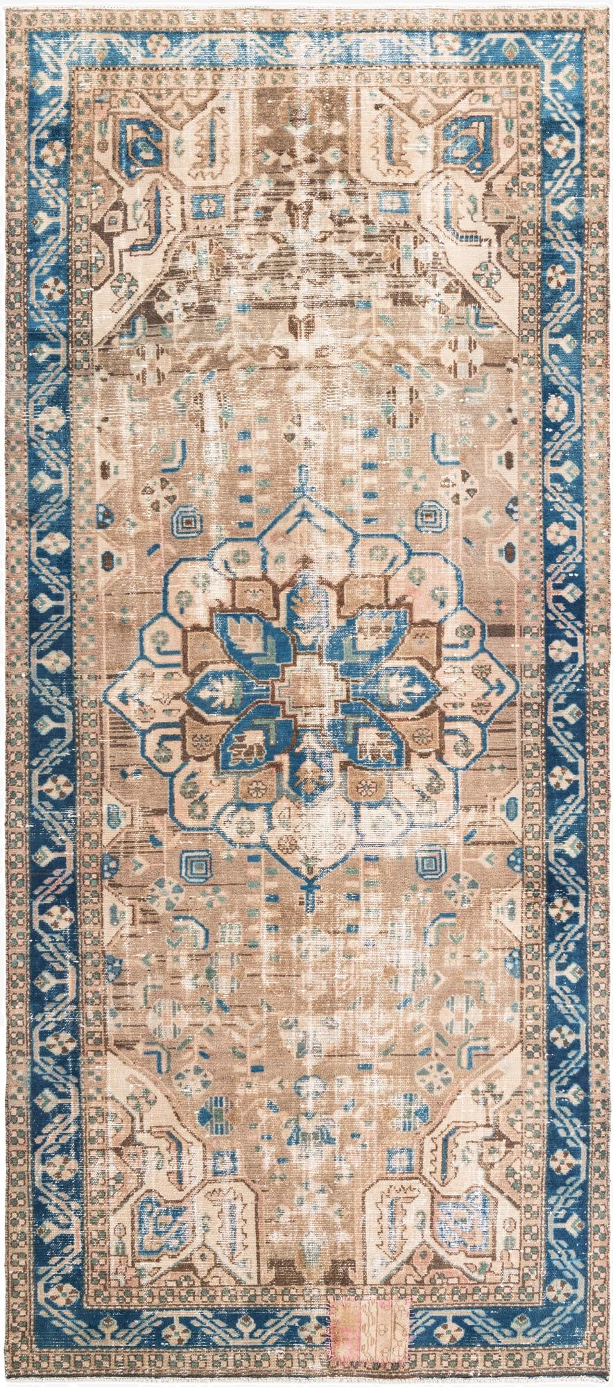  4' 10 x 11'  Hand Knotted Ultra Vintage Persian Wool Runner Rug