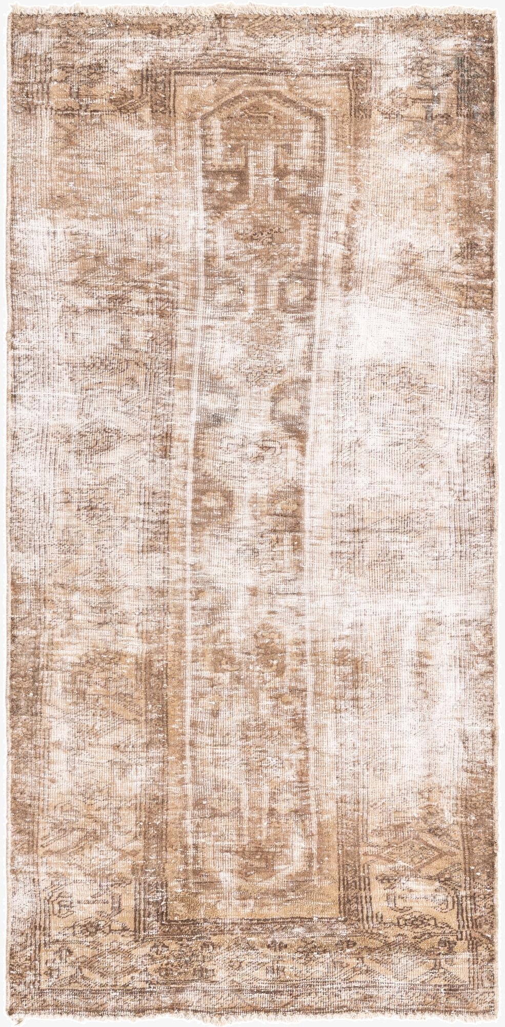  3' 6 x 7' 1  Hand Knotted Ultra Vintage Persian Wool Runner Rug