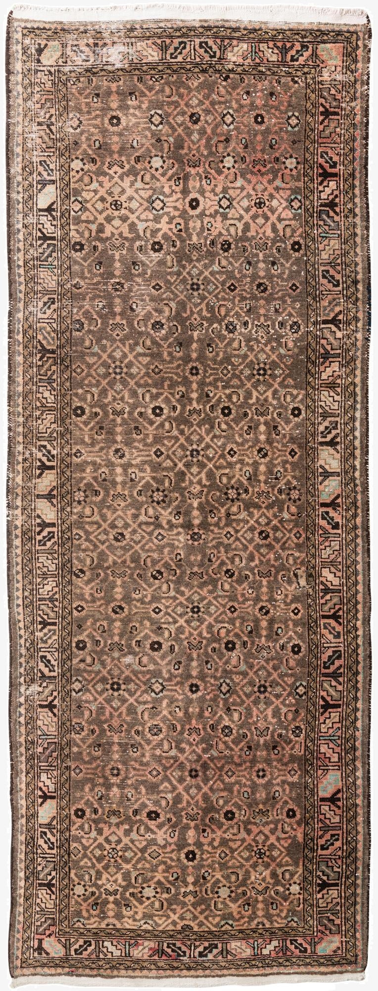  4' x 10' 7  Hand Knotted Ultra Vintage Persian Wool Runner Rug