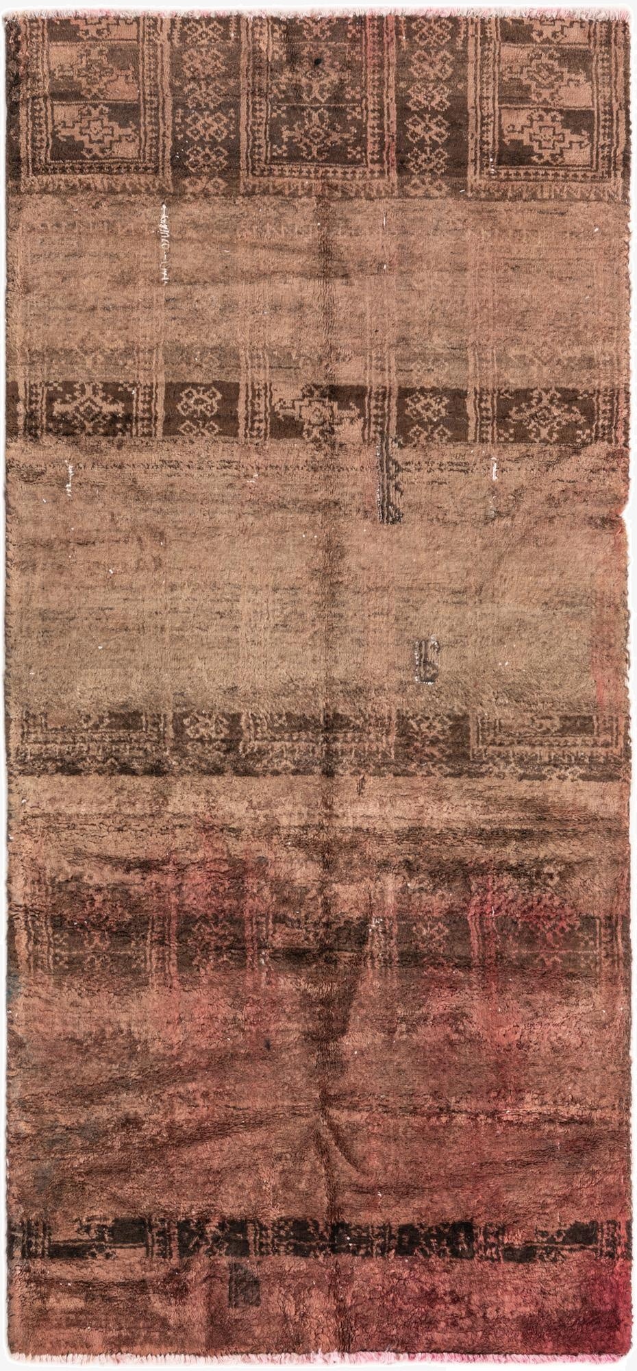  2' 5 x 5' 3  Hand Knotted Ultra Vintage Persian Wool Runner Rug