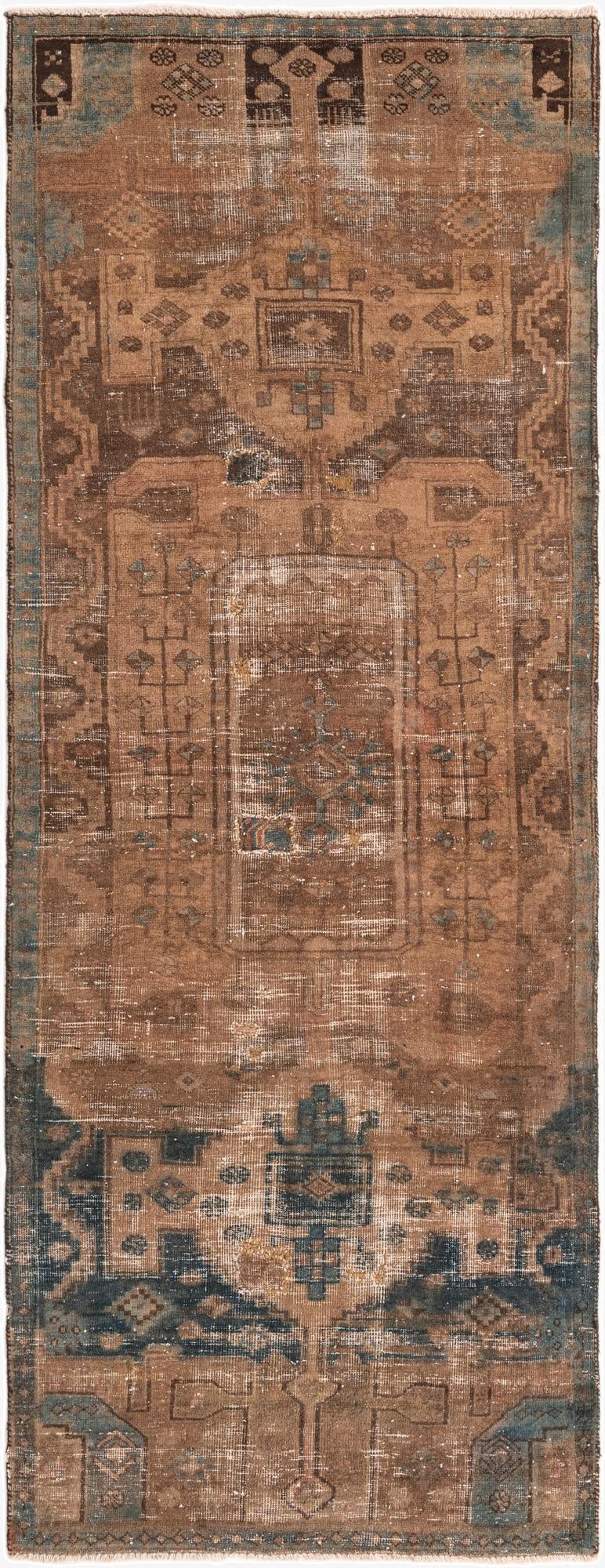  3' 6 x 9'  Hand Knotted Ultra Vintage Persian Wool Runner Rug