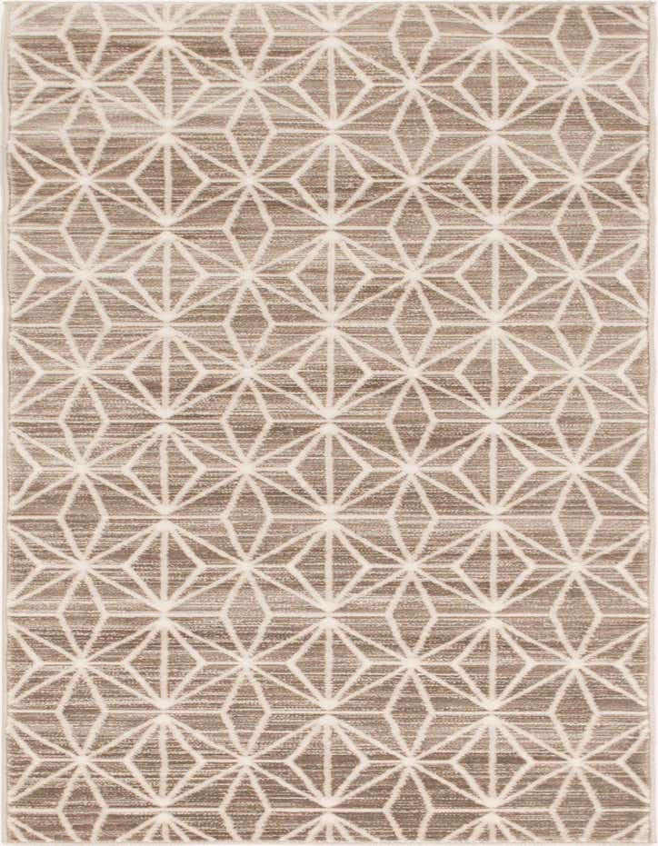 A 6 ft runner rug with a repeating geometric diamond pattern in varying shades of brown and tan.