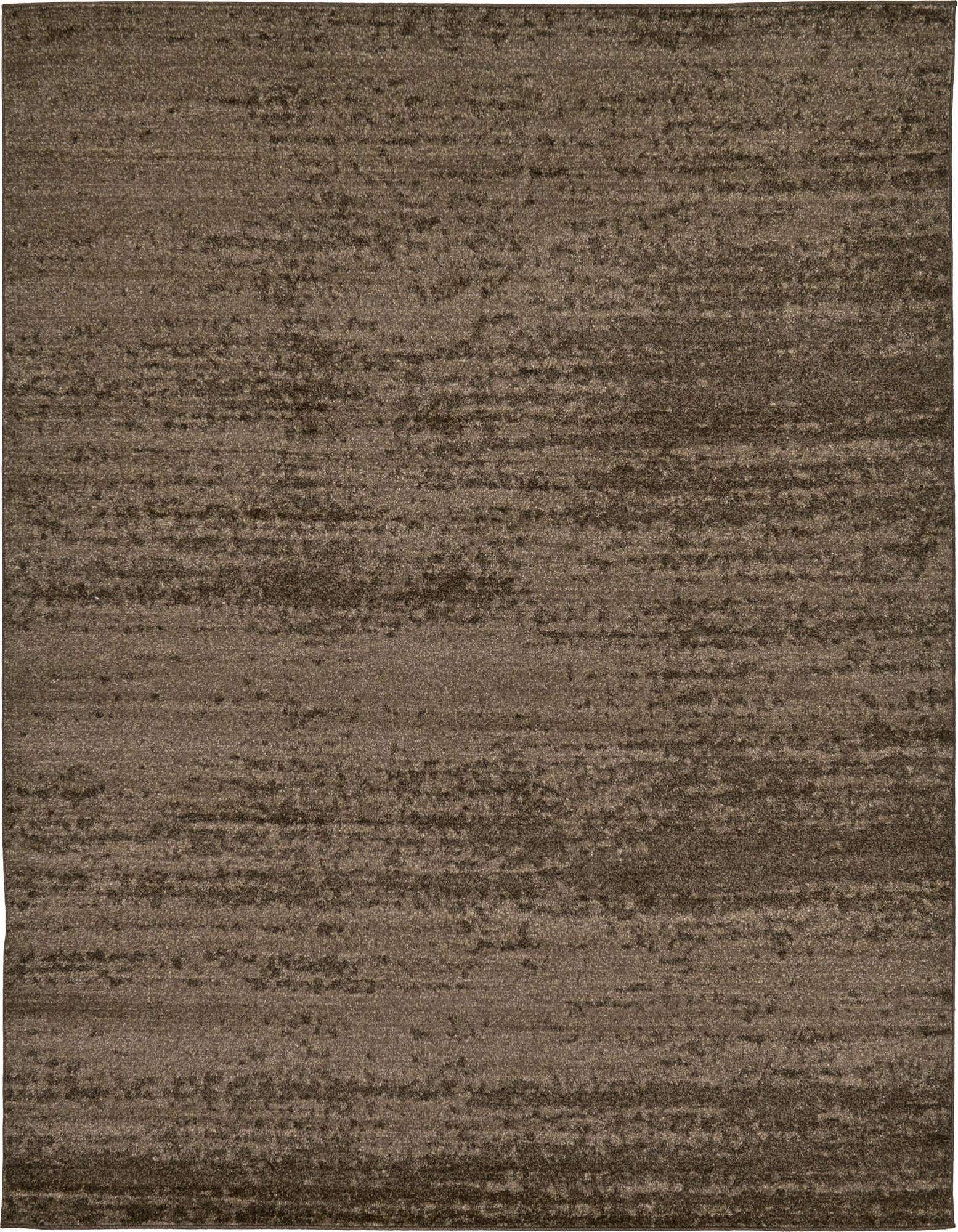 A square 7' 10 x 7' 10 Rugs.com Angelica rug in varying shades of brown and tan with a textured, horizontal striped pattern.