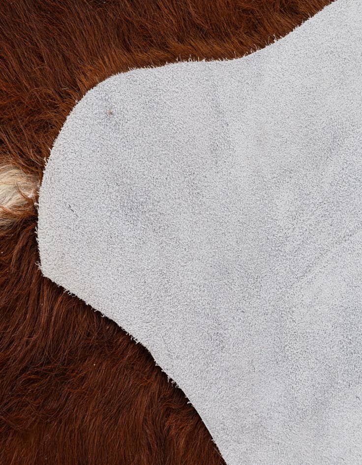 Detail image of  4' 11 x 5' 1 Cowhide Leather Square Rug