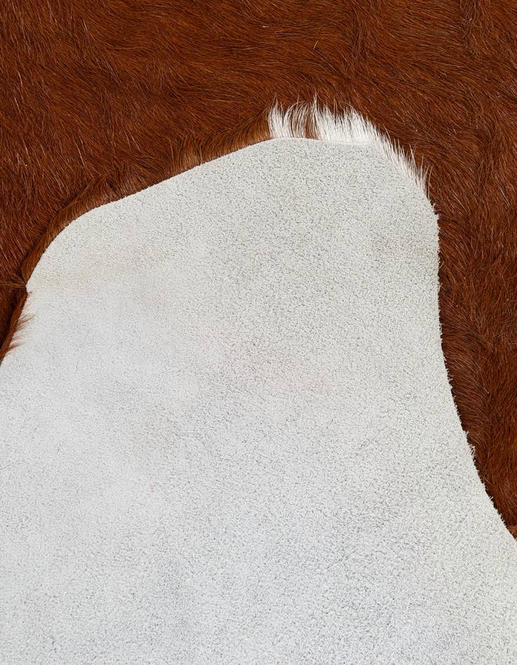 Detail image of  5' 2 x 5' 4 Cowhide Leather Square Rug