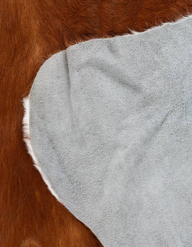 Detail image of  6' 11 x 7' 1 Cowhide Leather Square Rug