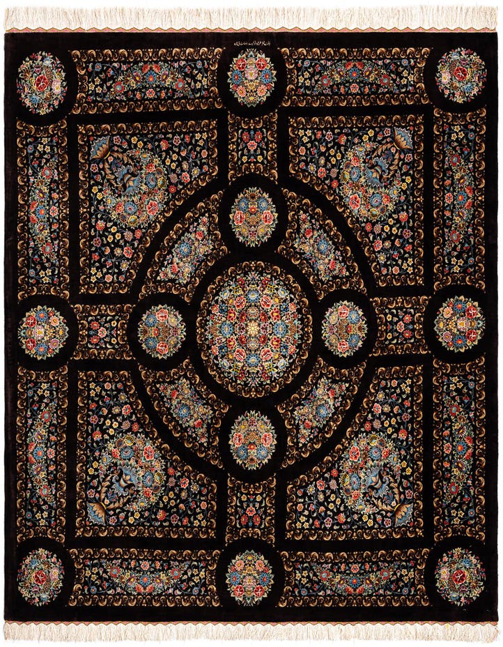  6' 6 x 6' 9 Ghom Silk Square Rug